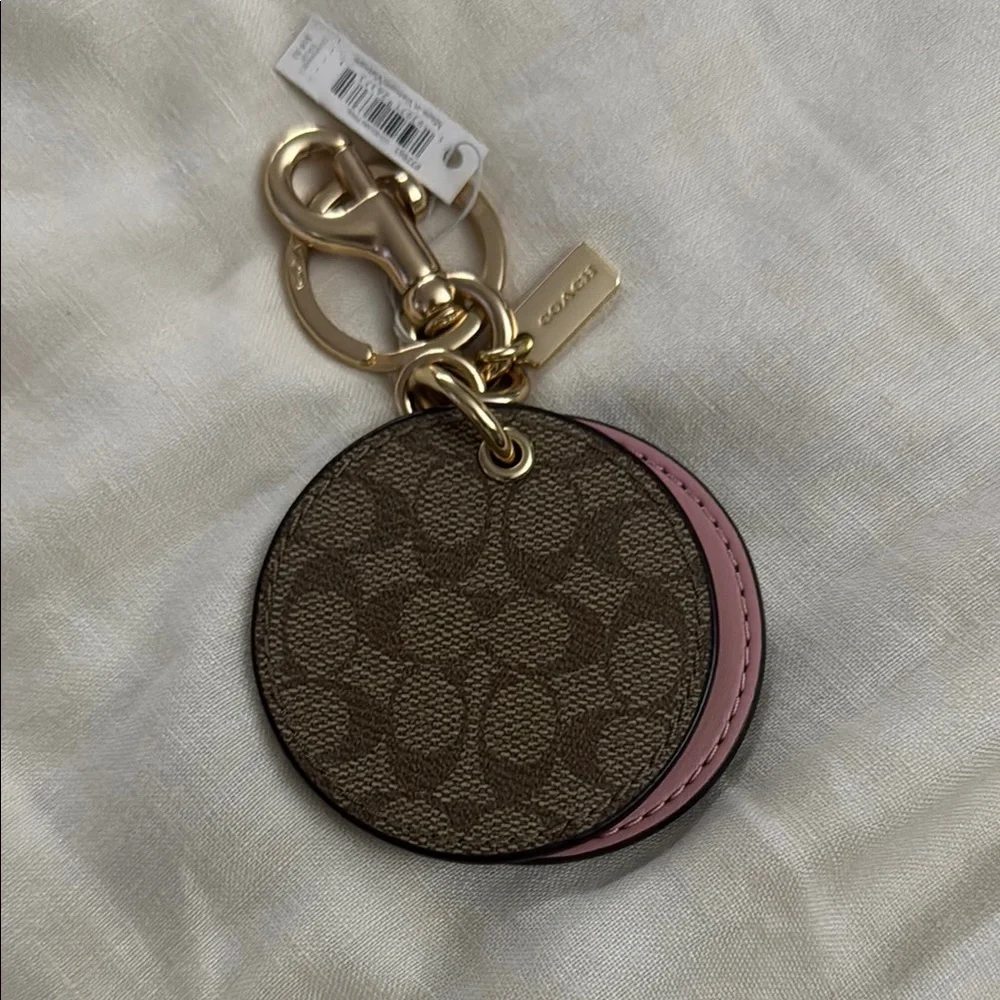 Coach Brown and Pink Mirror Key Chain/purse Charm Accessory - Picture 1 of 3
